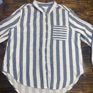 Blue and white stripped button down